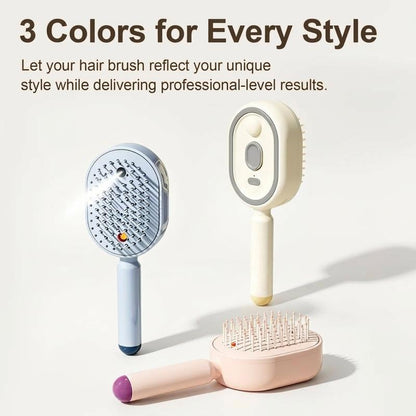 3-in-1 Electric Mist Detangling Brush for Frizz & Scalp Massage