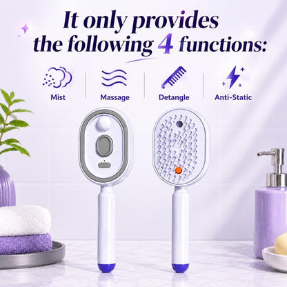 3-in-1 Electric Mist Detangling Brush for Frizz & Scalp Massage