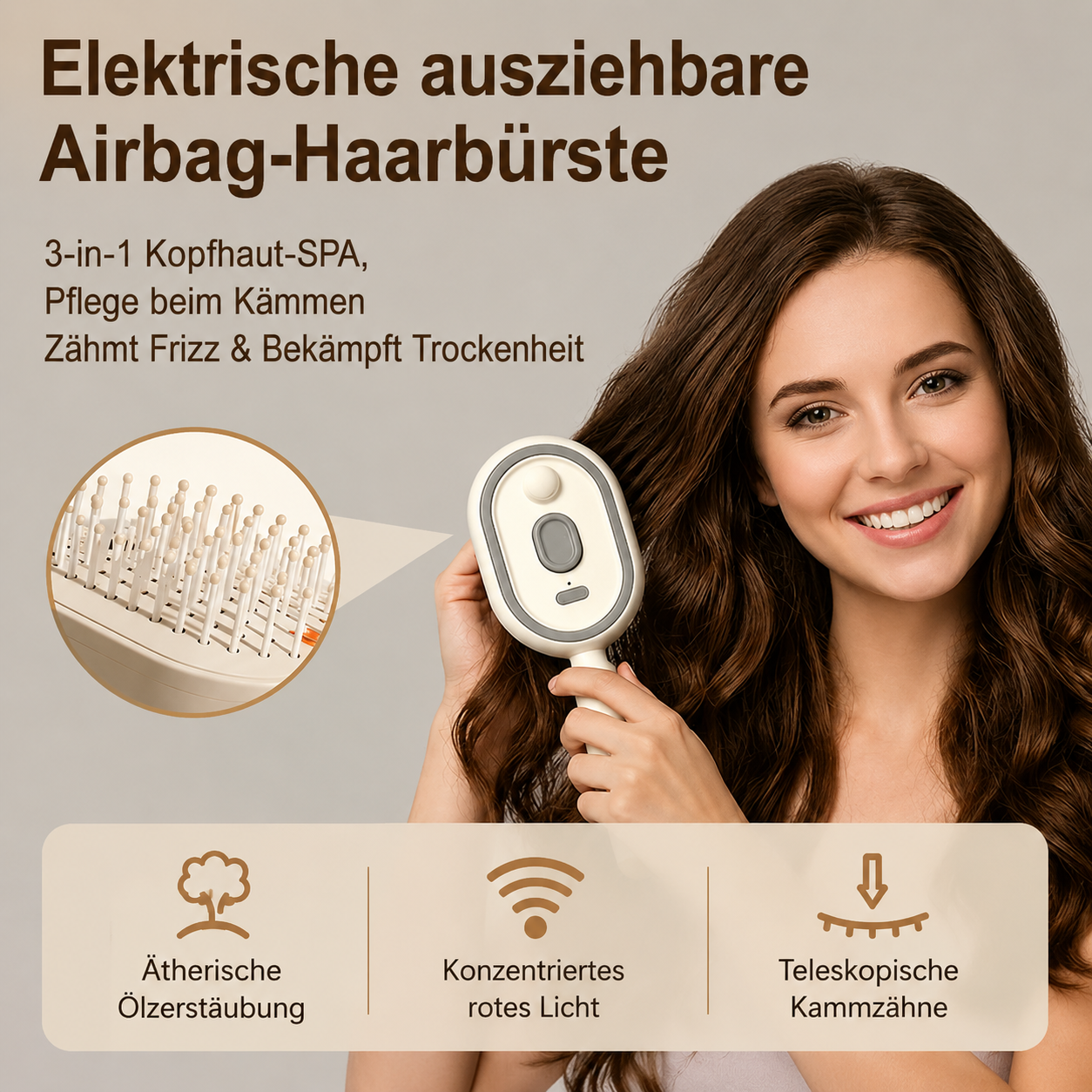 Elektrischer Sprühkissen-Massagekamm