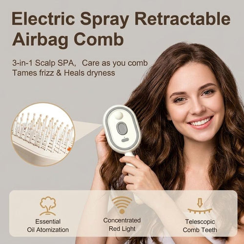 3-in-1 Electric Mist Detangling Brush for Frizz & Scalp Massage